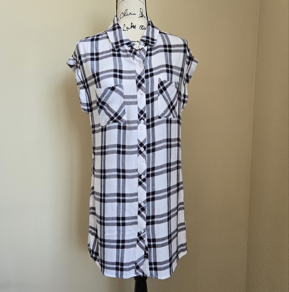 Rails Shirt Dress Womens S Short Sleeve Button Front Flannel